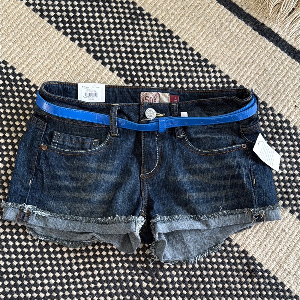 Denim Shorts with Blue Belt